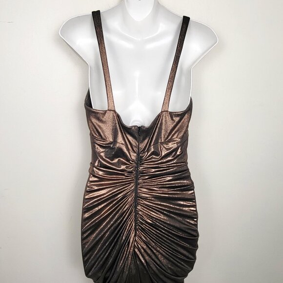 Betsy Adam metallic copper ruched gown. Size 8 - Picture 5 of 7